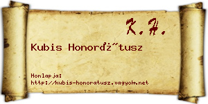 Kubis Honorátusz névjegykártya